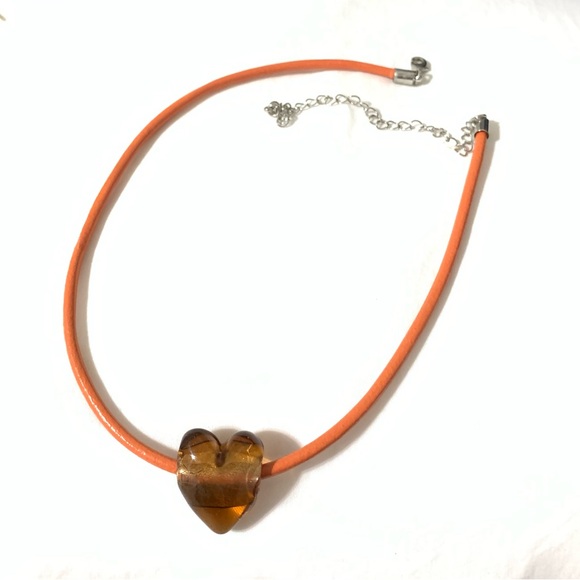 🧡NWT Free People Under The Sea Collar -Orange Heart Pendant Necklace 🧡 NWT - Picture 4 of 8